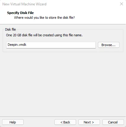 Specify disk file virtual machine
