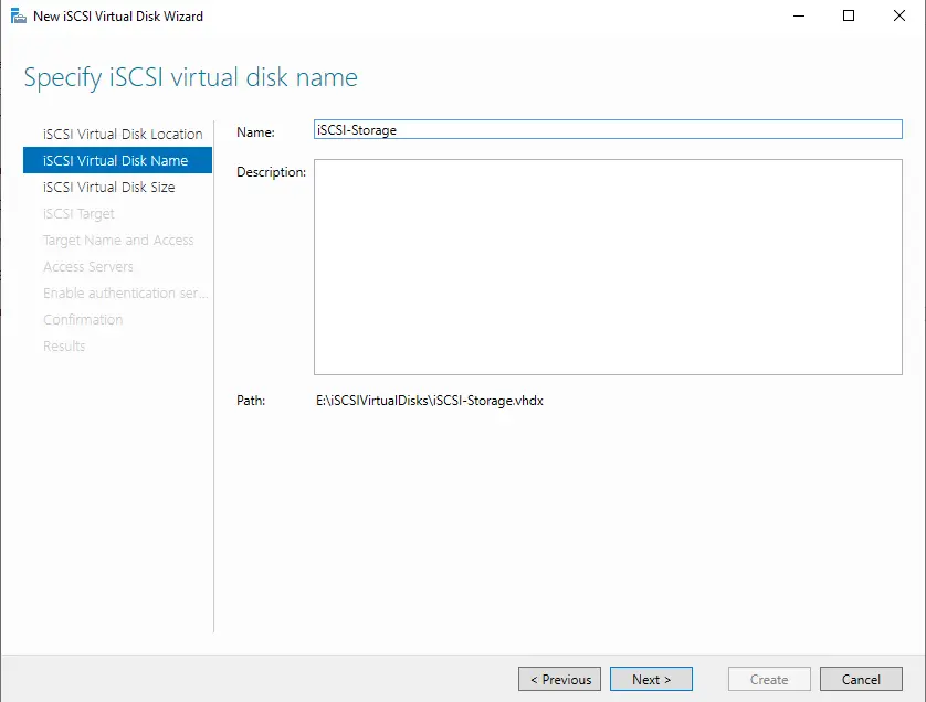 Specify iSCSI virtual disk name