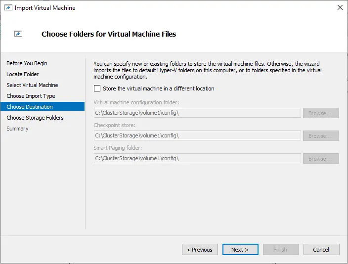 Specify path for clone VM files