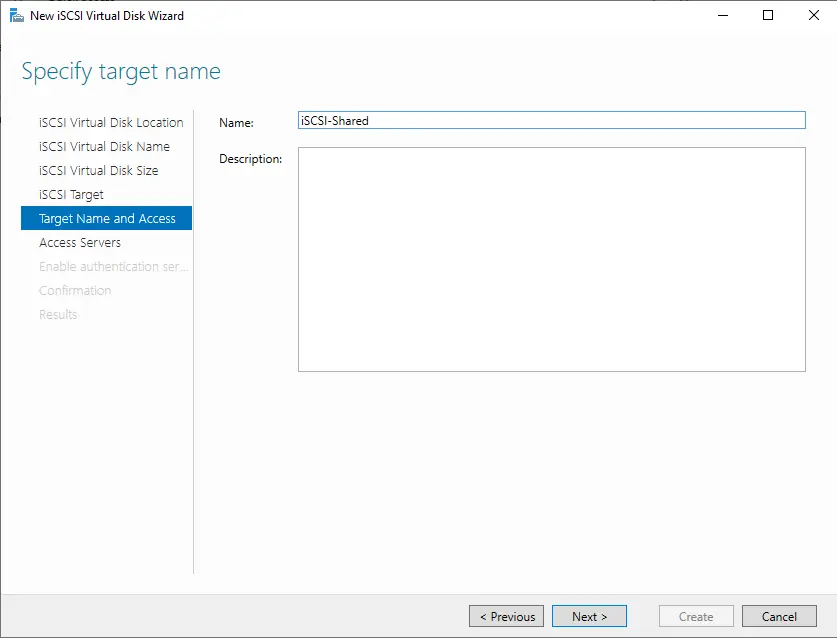 Specify target name iSCSI