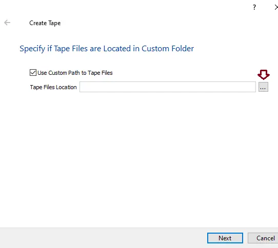 StarWind create tape file location