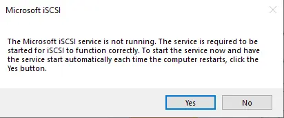 Start service Microsoft iSCSI