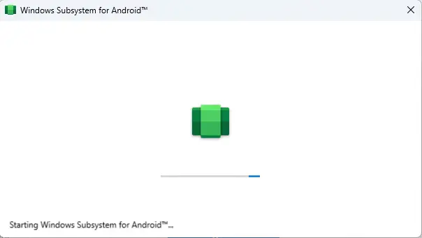 Starting Windows subsystem for android