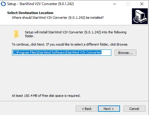 Starwind v2v converter installation location