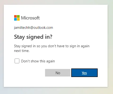 Stay signed in Microsoft