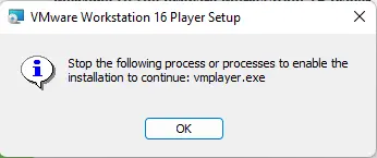 Stop the process to enable installation