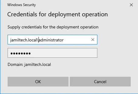 Supply credentials for deployment confirmation