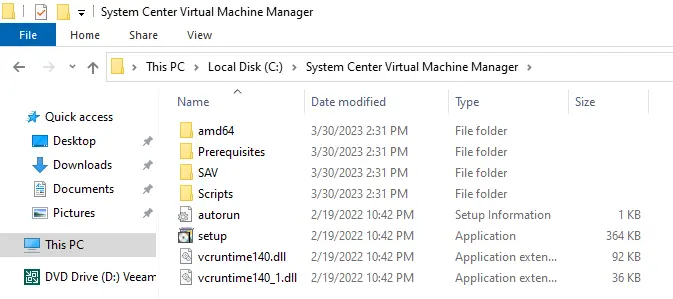 System center setup files