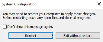 System configuration restart