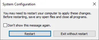 System configuration restart