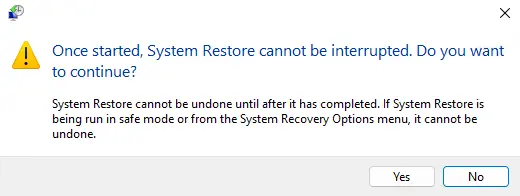 System restore cannot be interrupted