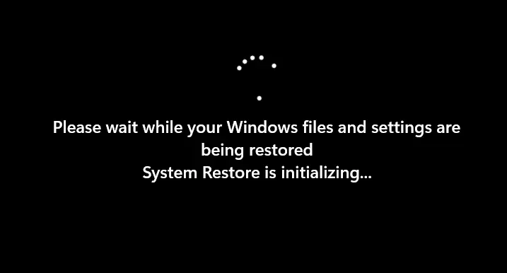 System restore is initializing