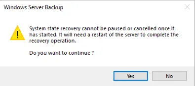 System state recovery cannot be paused