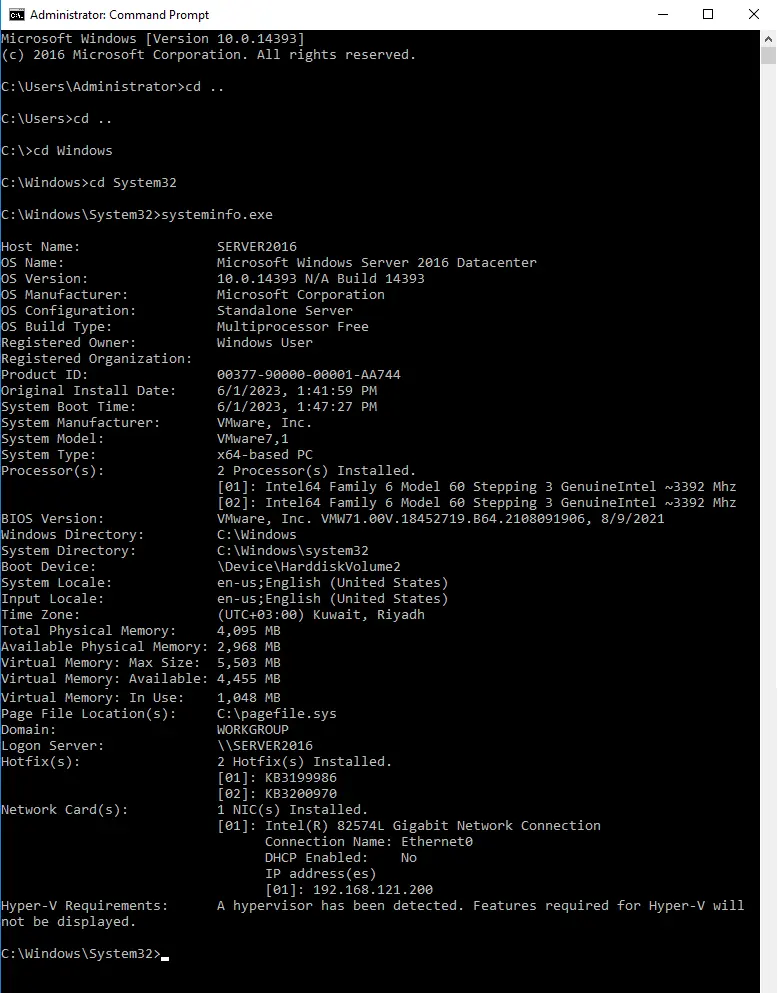 Systeminfo command