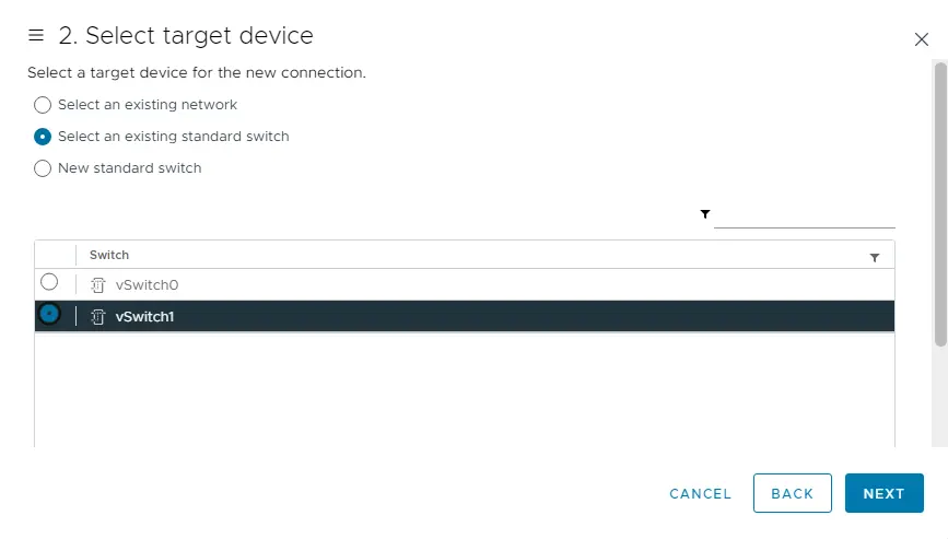 Target device existing standard switch