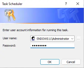 Task scheduler credentials