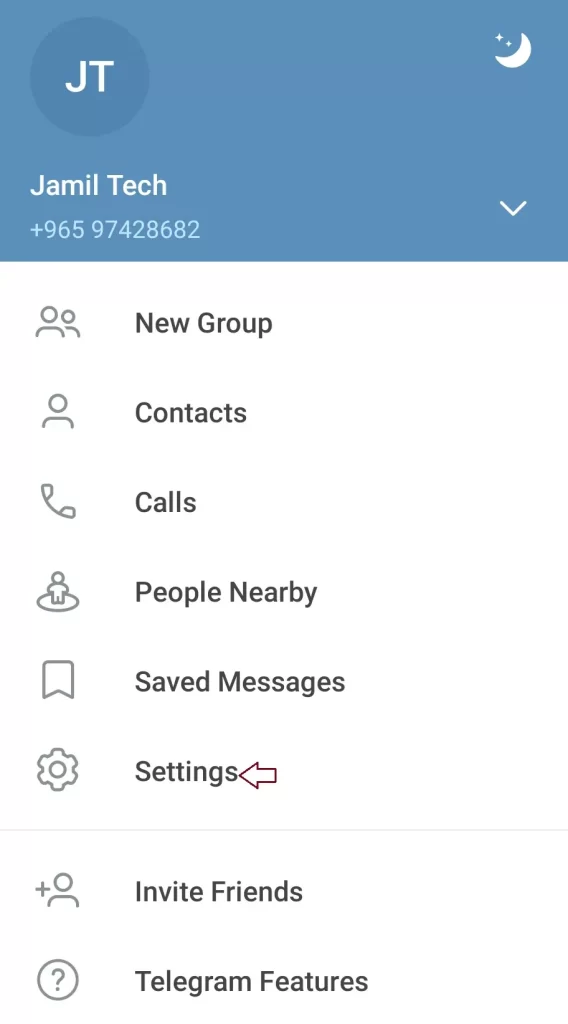 Telegram menu