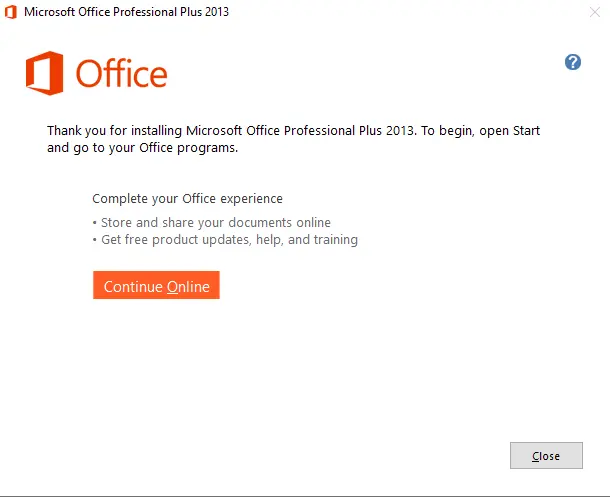 Thank for installing Microsoft Office