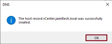 The host record was successfully created