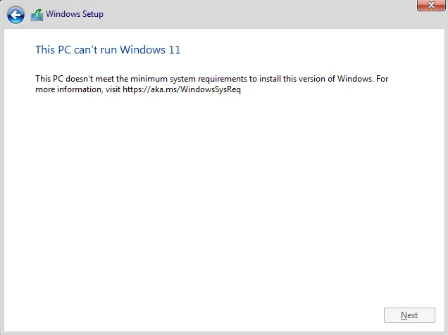 This PC can’t run Windows 11 VM