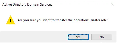 Transfer the operation master role warnings