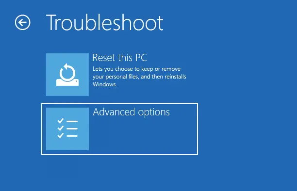 Troubleshoot advanced options