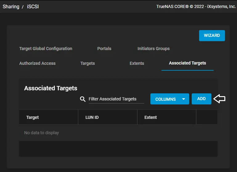 Truenas iscsi sharing associated targets