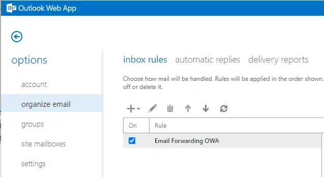 Turn email forwarding on or off