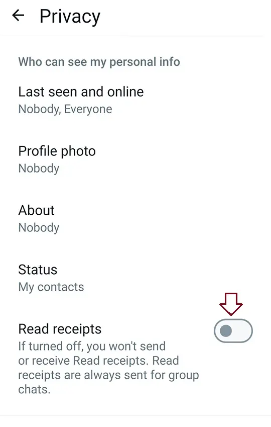 Turn off read receipts on WhatsApp