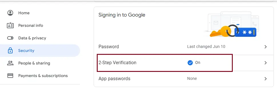 Turn on 2-Step Verification Gmail
