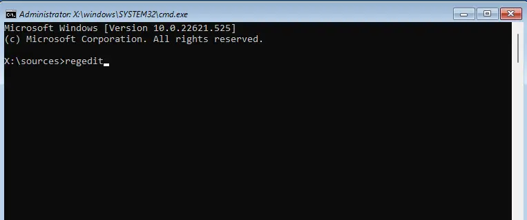 Type regedit into the command prompt