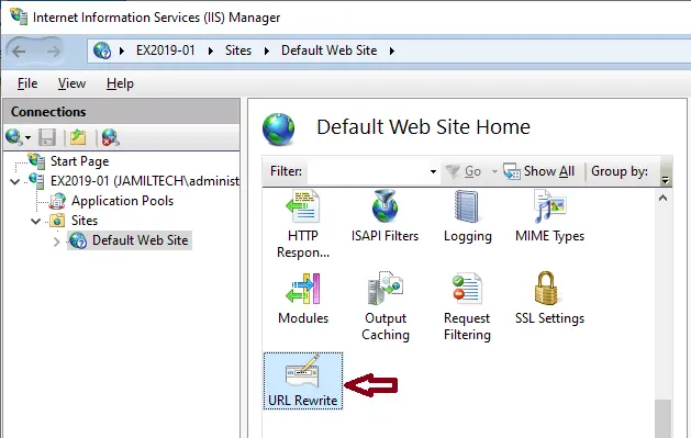 URL Rewrite Module in IIS Manager