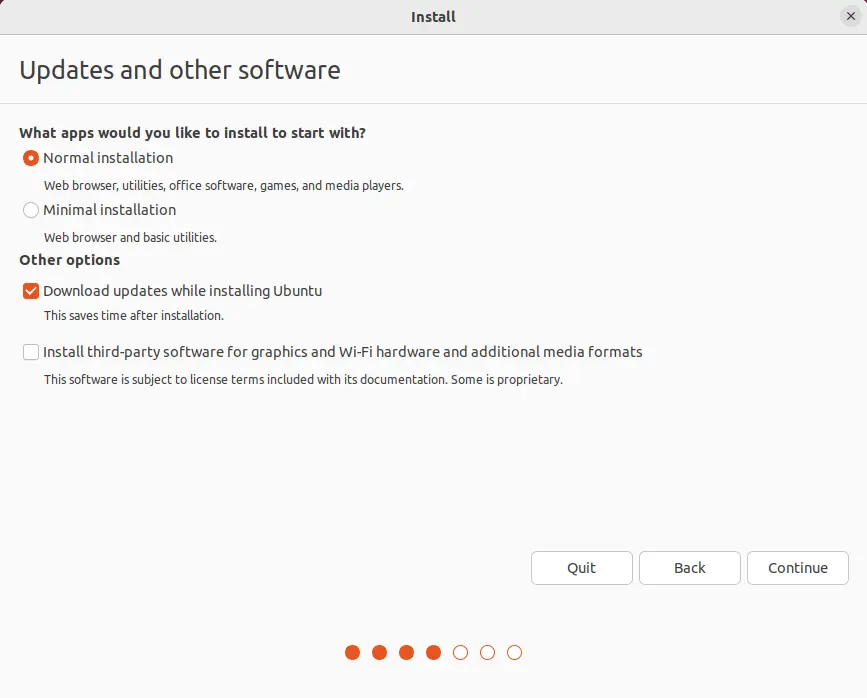 Ubuntu desktop normal installation