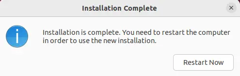 Ubuntu installation is complete