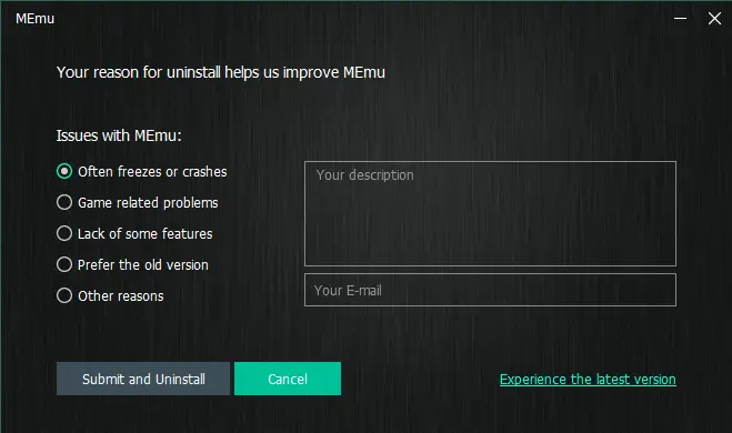 Uninstall MEmu android emulator