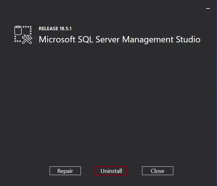 Uninstall Microsoft SQL Server Management Studio