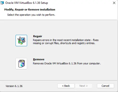 Uninstall Oracle VM VirtualBox