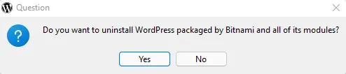 Uninstall WordPress Packaged Bitnami