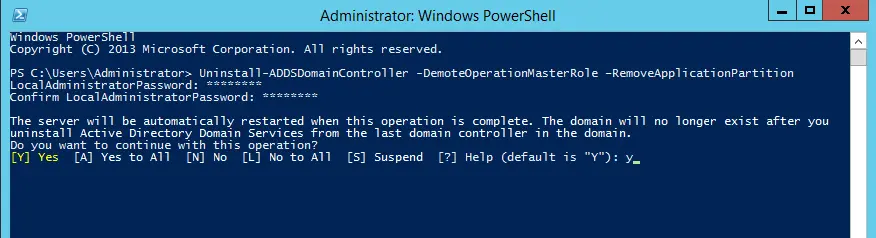 Uninstall active directory PowerShell