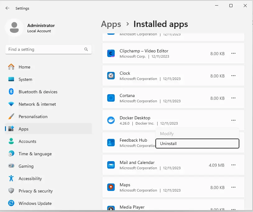 Uninstall apps to speed up Windows 11