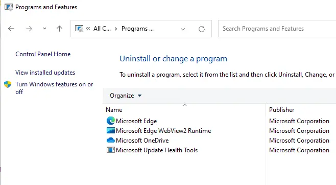 Uninstall or change a program