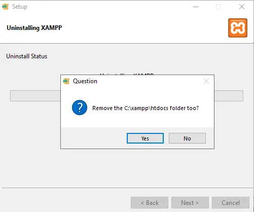 Uninstalling XAMPP folder