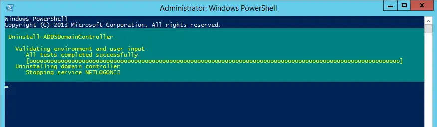 Uninstalling domain controller PowerShell