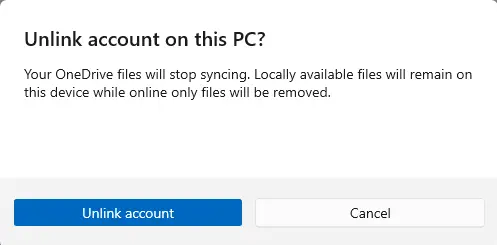 Unlink account on this PC