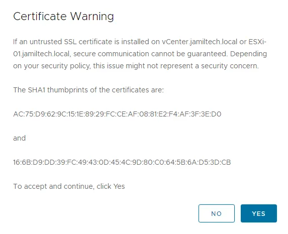 Untrusted SSL certificate warning