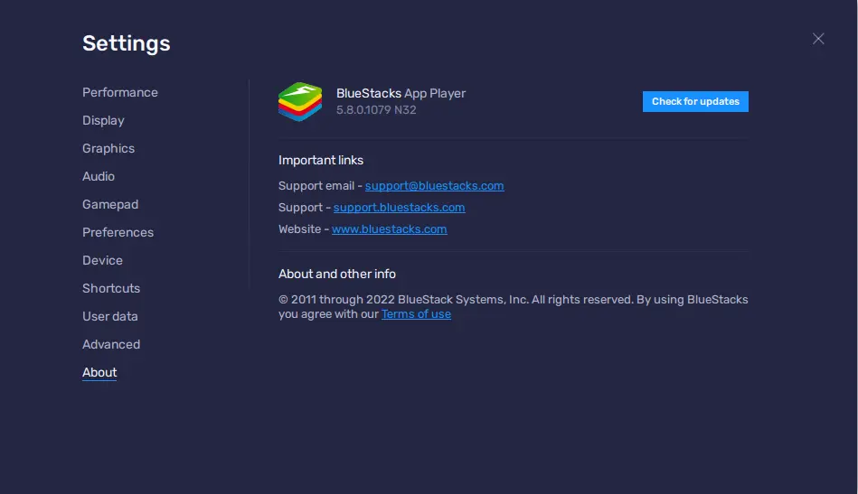 Update BlueStacks App Player