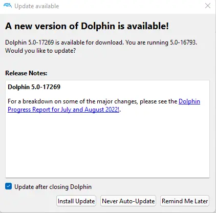 Update dolphin emulator