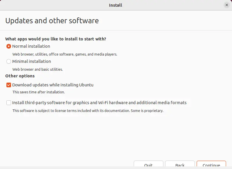 Updates and other software Ubuntu