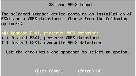 Upgrade ESXi using ISO