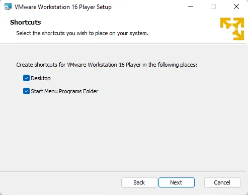 Upgrade VMware Workstation player shortcuts